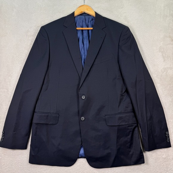 Joseph Abboud Mens 42L Blazer Jacket Navy Blue 100% Wool Casual Lightweight - Picture 2 of 15